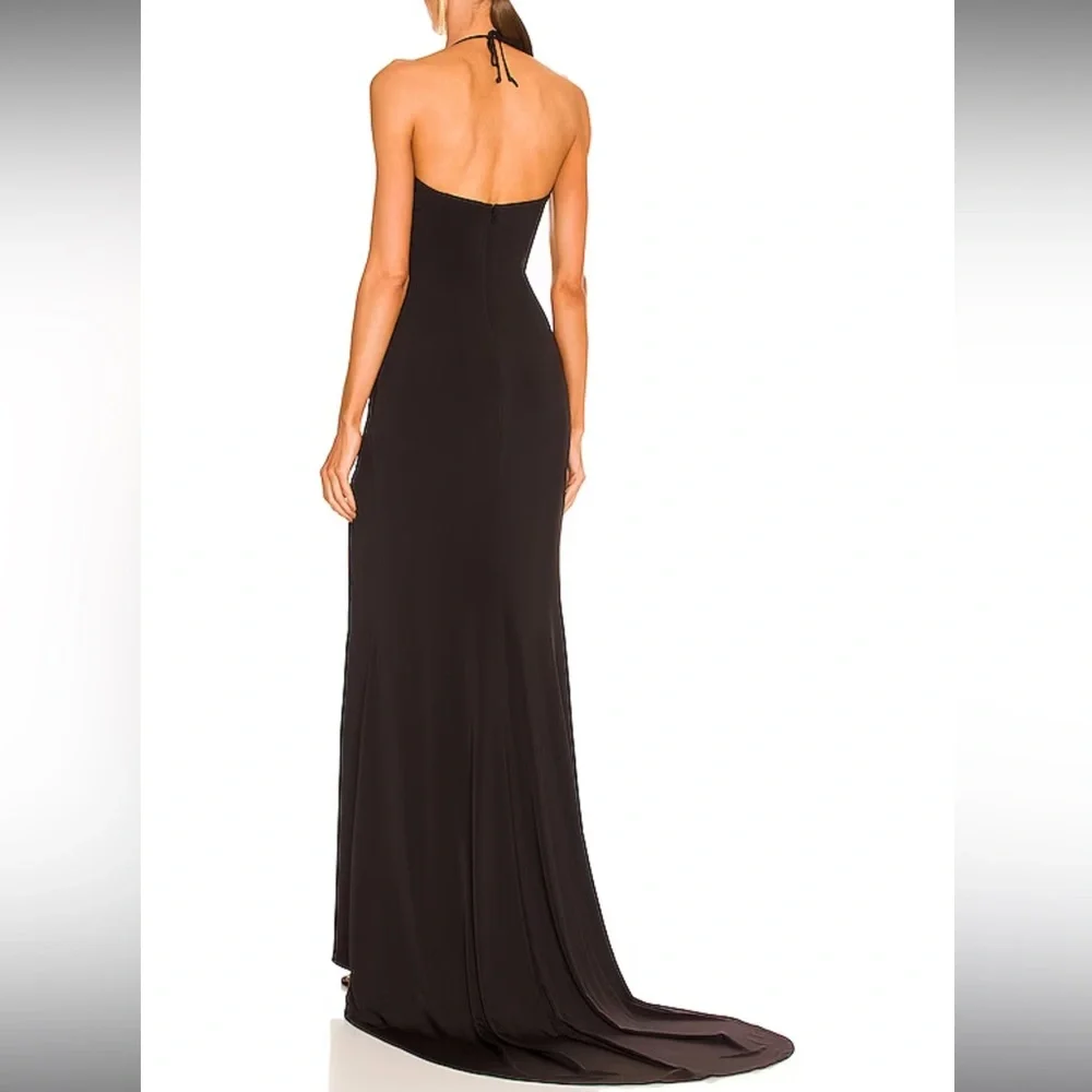 Katie May Medium Black Halter Slit Dress Jupiter Gown - Picture 2 of 5